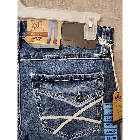 TK Axel Slim Bootcut Jeans Mens 32x30 Blue Medium Wash Stretch NEW - Picture 4 of 9